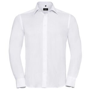 Russell Collection Mens Ultimate Tailored Long-Sleeved Shirt / White